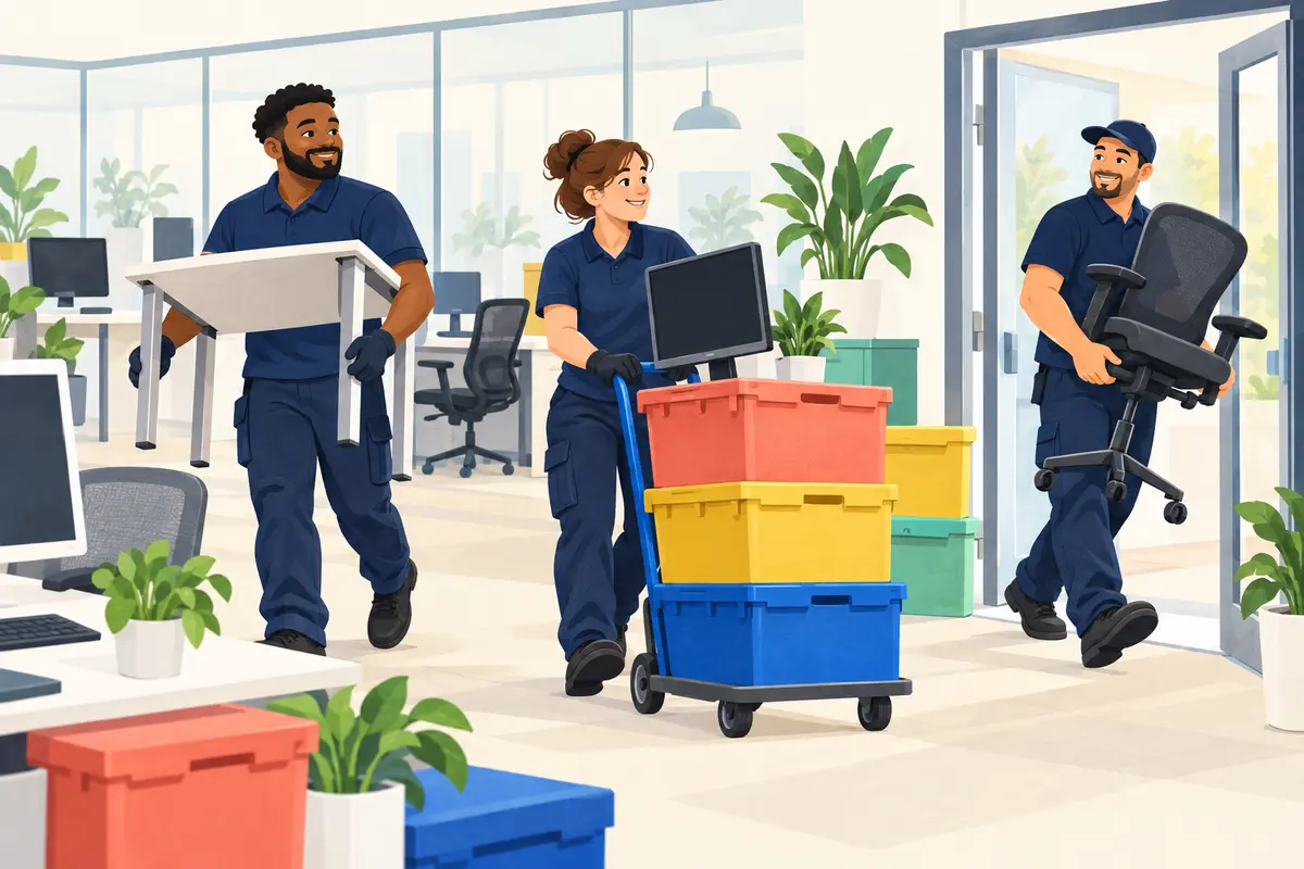 Illustration of an organised office relocation